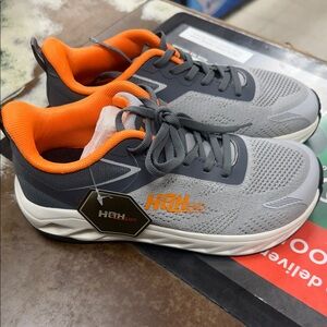 Gray and Orange Athletic Sneakers